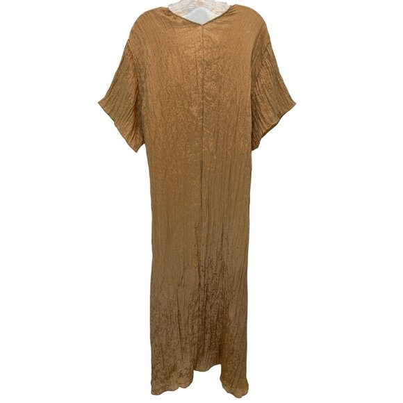 NWT Vince Sun Khaki Textured Short Sleeve Midi Dress Size Medium - Picture 5 of 13